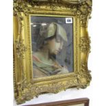 CONTINENTAL SCHOOL, pastel "Portrait of Madonna", in ornate gilt frame, 9" x 7"