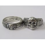 2 SILVER NAZI MILITARY STYLE RINGS