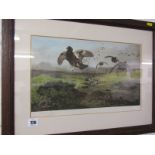 ARCHIBOLD THORBURN, pencil signed colour print "Red Grouse on Flight", 9" x 15.5"