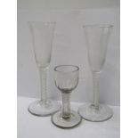 ANTIQUE GLASSWARE, pair of Georgian double series cotton twist stem, ale glasses on conical feet, 7"