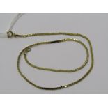 9ct YELLOW GOLD FLAT CURB LINK NECKLACE, approx 3.4 grms in weight