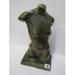 BRONZED SCULPTURE, limited edition naked torso by Alec Wiles, 13.5" height