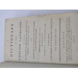 SAMUEL JOHNSON, "A Dictionary of the English Language", 1790, 9th edition, crudely repaired spine