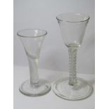 ANTIQUE GLASSWARE, Georgian style mixed twist glass, folded foot, together with trumpet bowl