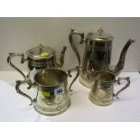 SILVERPLATE, Mappin & Webb Victorian 4 piece tea and coffee service, armorial engraving