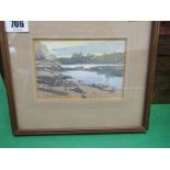 SAMUEL JOHN LAMORNA BIRCH, signed and dated 1953, "Riverscape with estuary at low water",