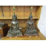 EASTERN METALWARE, pair of Eastern Deity design figure base table lamps, 15" height