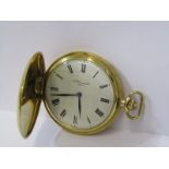 18ct FULL HUNTER POCKET WATCH by Shoppard, 93.8 grams combined weight