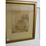 SAMUAL PROUT, 19th Century watercolour "Village Street" signed on building facade, 8" x 6"