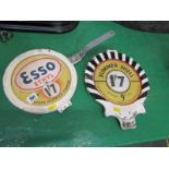 VINTAGE MOTORING ACCESSORIES, 2 petrol pump card holders , 1 by Pratts with paper advertising for