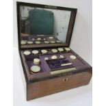 VICTORIAN SEWING BOX, Mahogany veneer and ebony strung, the interior fitted with ivory and mother of