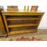 VICTORIAN FIGURED WALNUT BOOKCASE, open fronted adjustable shelf bookcase, 37" height 48" width