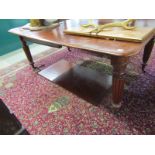 VICTORIAN MAHOGANY EXTENDING DINING TABLE, D-end with tapering ribbed legs and 2 leaves, 47"