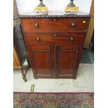 EARLY 19th CENTURY MAHOGANY CABINET, twin base cupboard with 2 long drawers above, mother-of-pearl