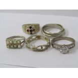SELECTION OF SILVER RINGS, 5 in total