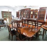 VICTORIAN MAHOGANY EXENDING DINING TABLE, D-end extending table with inverted baluster ribbed legs