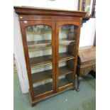 VICTORIAN MAHOGANY BOOKCASE, glazed twin door section with adjustable shelves, 63" height 38" width