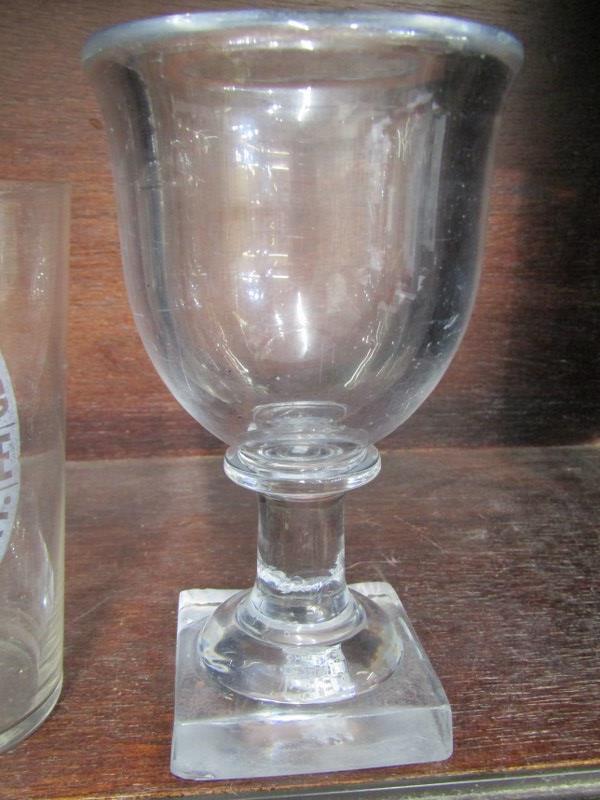ANTIQUE GLASSWARE, 19th Century square base heavy rimmed goblet, also Walter Hicks & Co, St - Image 3 of 3