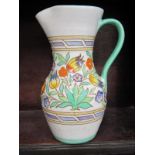 CHARLOTTE RHEAD, "Tulip" pattern 9" jug, pattern no T214, mould no 410