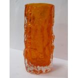 WHITEFRIARS, orange sculptured cylindrical vase, 6" height