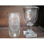 ANTIQUE GLASSWARE, 19th Century square base heavy rimmed goblet, also Walter Hicks & Co, St