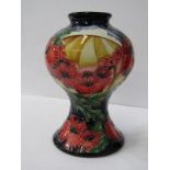 MOORCROFT, "Red Poppy and Cornfield" pattern 6" inverted baluster vase dated 2013