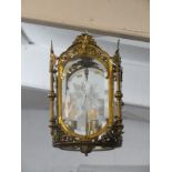 ANTIQUE LIGHTING, impressive brass hanging square bodied light fitting with cut glass panels and