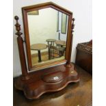 VICTORIAN SWING DRESSING MIRROR, shaped platform base with tapering column support