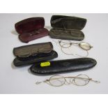 VINTAGE GLASSES, selection of vintage spectacles and pince-nez, yellow metal and gold plated