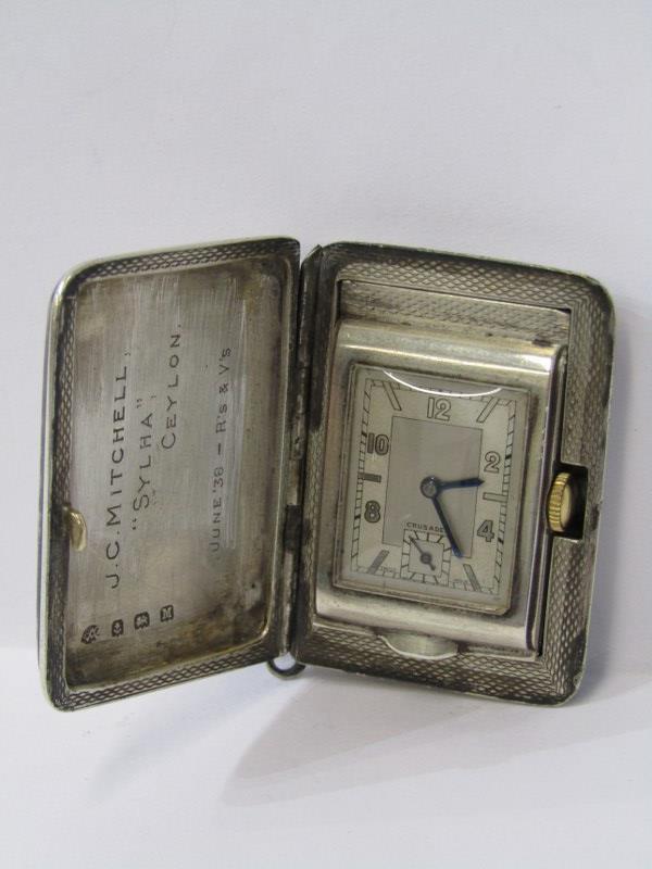 SILVER TRAVELLING WATCH, presented J C Mitchell Sylha, Ceylon June '38