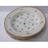 BLOOR DERBY, set of 4 "Chantilly Sprig" pattern soup plates