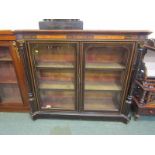 VICTORIAN INLAID CREDENZA, burr walnut & marquetry detail with inlaid ebonised column sides & gilt