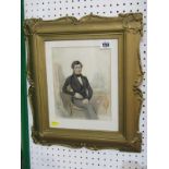 VICTORIAN PORTRAIT, watercolour "Seated Gentleman" 9" x 7"