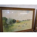 GEORGE OYSTON, signed watercolour dated 1889, "Sheep grazing near Haystack", 19" x 28"