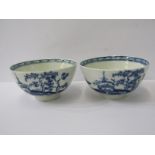 18th CENTURY WORCESTER, pair of "Cannon Ball" pattern tea bowls, open crescent moon mark