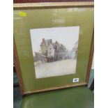 19th CENTURY WATERCOLOUR, "Street Scene with Figures", inscription to reverse S Prout, circa 1840,
