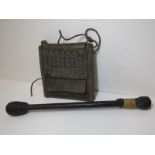 MILITARY, German trench cudgel, 11.5" length and Turkish soldier's leather purse from Gallipoli