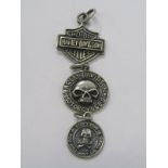 3 SILVER HARLEY DAVIDSON MOTORCYCLE FOBS/PENDANTS