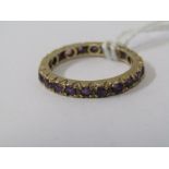 9ct YELLOW GOLD AMETHYST FULL ETERNITY STYLE RING, size P -Q