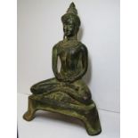 EASTERN METALWARE, copper figure of seated Deity, 12" height