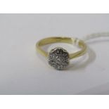 18ct YELLOW GOLD VINTAGE DIAMOND CLUSTER RING, size H
