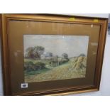 ALEXANDRA MOLYNEUX STANNARD, signed watercolour "Cornfield at Harvest Time", 9.5" x 13"