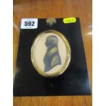 SILHOUETTE, scissor cut silhouette, gilt heightening and period acorn frame