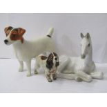 BESWICK DOGS, Beswick Jack Russell Terrier and Spaniel together with a U.S.S.R. porcelain foal