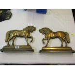 EQUESTRIAN, pair of 19th Century brass door stops, 9.5" height