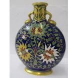 19th CENTURY MINTON STYLE, gilt and floral enamelled moon flask, 8" height