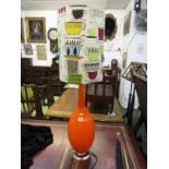 RETRO, orange glass bottle base table lamp and shade