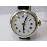 SILVER CASED TRENCH STYLE WATCH, circa 1917, appears in good working condition
