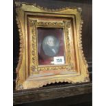 MINIATURE PORTRAIT, 19th Century painting on oval ivory panel "Portrait of Elderly Gentleman with