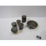 SILVER VANITY JARS, collection of 5 HM silver vanity jars, together with communion wafer holder,